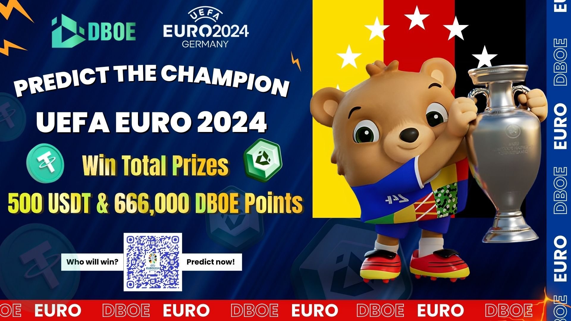 Predict Euro 2024 Champion with DBOE to Win 500 USDT & 666,000 D-Points! 🏆⚽️